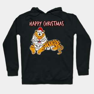 Christmas Tiger Santa Hat Safari Funny Wildlife Hoodie